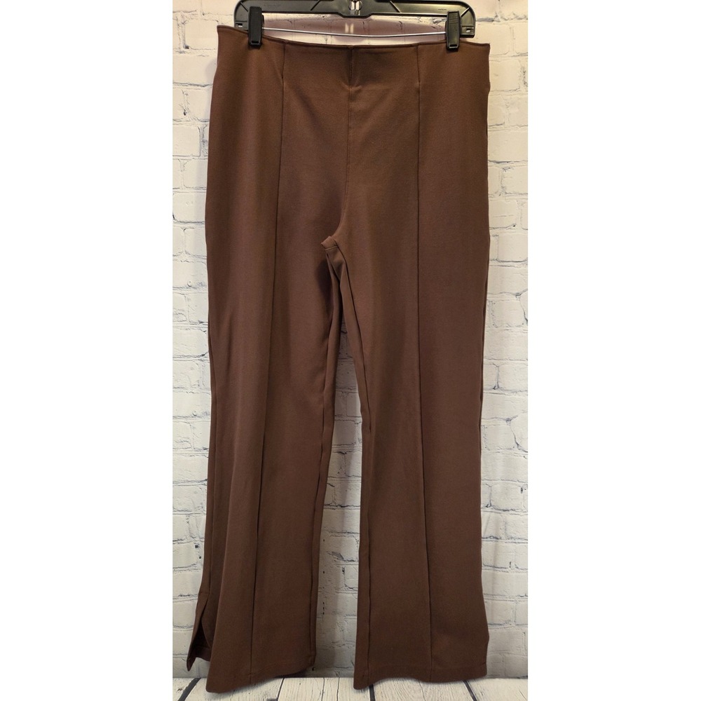 Abercrombie Fitch Brown Wide Leg Structured‎ Pleat Trousers Slit Ankle XL